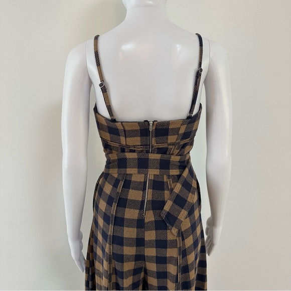 Free People Hold Me Tight Jumpsuit Indigo Combo Gingham Belted Wide Leg Size XS - Picture 5 of 10